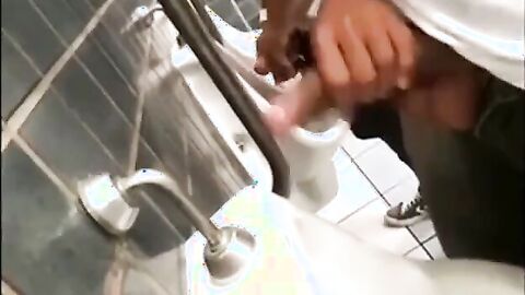 Public Bath Interracial Handjob and Cumming