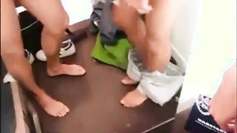 Public Bath Interracial Handjob and Cumming