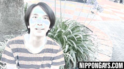 Gay licks nipples before Japanese twink wrecks his ass