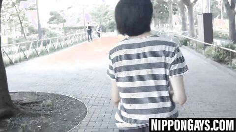 Gay licks nipples before Japanese twink wrecks his ass