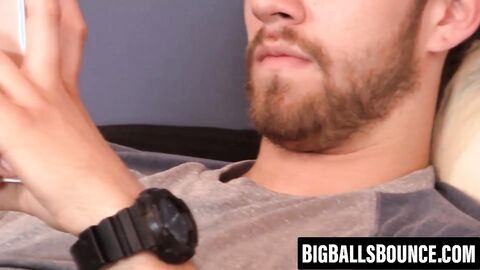 Jock Andrew masturbates lazily while scrolling on his phone