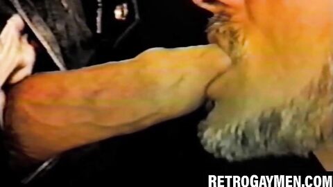 Horny retro jock sucks strangers big dick to the base