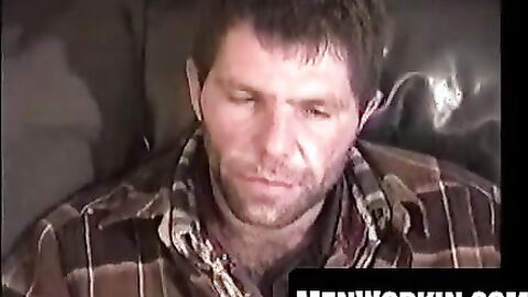 Hairy Sam plays solo before deep cock sucking