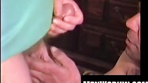 Hairy Sam plays solo before deep cock sucking