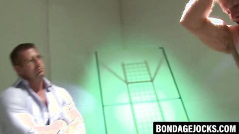 Hunk bound and shaved smooth for a torment session
