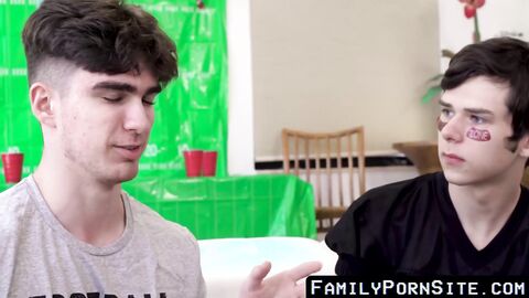 FamilyPornSite.com - Cute twink stepbrothers pound bareback after taboo rimming and l