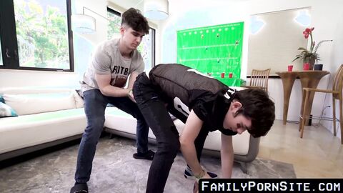 FamilyPornSite.com - Cute twink stepbrothers pound bareback after taboo rimming and l