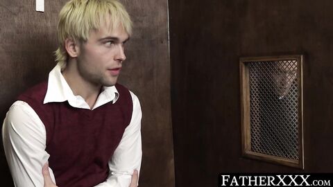 FatherXXX.com - Horny religious twink deepthroats priest before a raw, spiritual anal