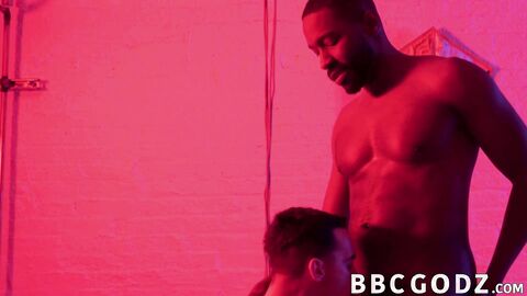 Ebony male dominates a petite gay into interracial pounding