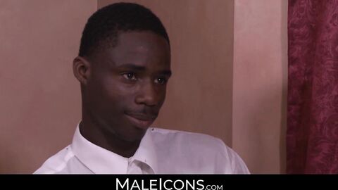MaleIcons.com - Ebony bottom guy's intense anal session with hung white stud