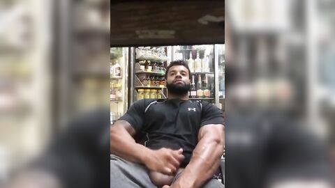 Black Stud Strokes His Big Cock Outdoors