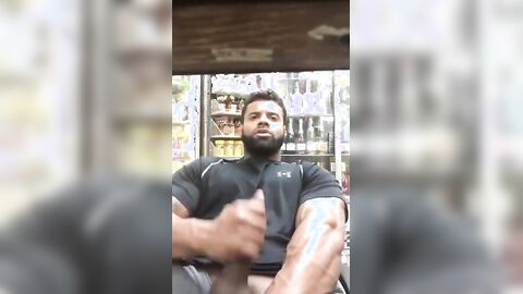 Black Stud Strokes His Big Cock Outdoors