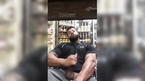Black Stud Strokes His Big Cock Outdoors