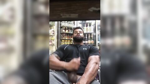 Black Stud Strokes His Big Cock Outdoors