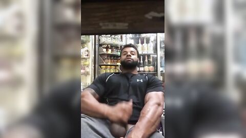 Black Stud Strokes His Big Cock Outdoors
