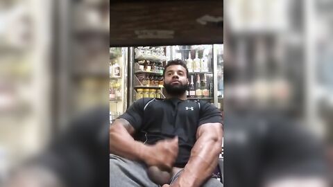 Black Stud Strokes His Big Cock Outdoors