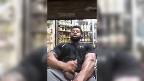 Black Stud Strokes His Big Cock Outdoors