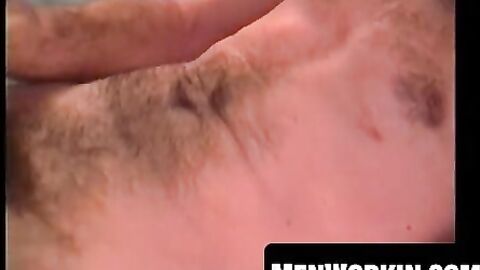 Skinny twink strokes his hairy long sword solo