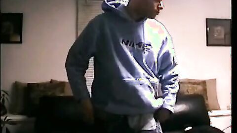 Hairy hunk groans while fisting his hard veiny snake