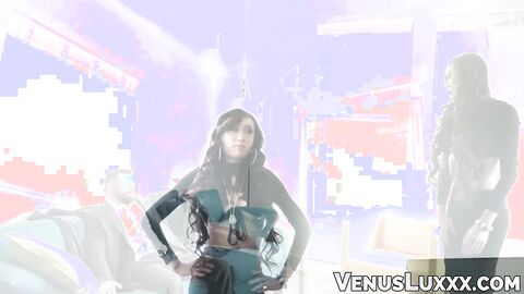 Shemale Venus Lux relieves stress bare smashing a handsome hunk