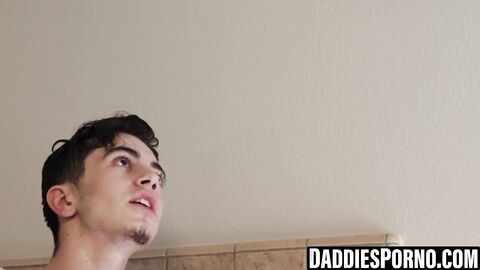 Shower infiltration leads to stepdad eating twink's ass