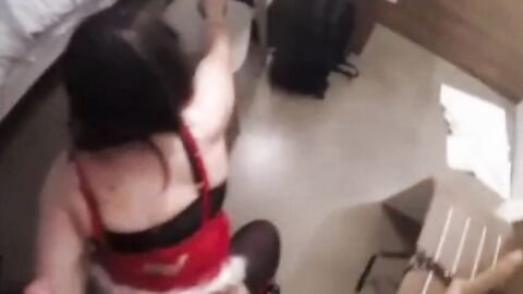 Crossdresser Trav Gives Blowjob and Gets Spanked