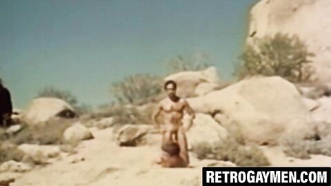 Vintage gays sixty nine in deepthroat session in the desert