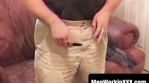 MenWorkinXXX.com - Fat gay dude wanks his hard cock and lets us enjoy the action