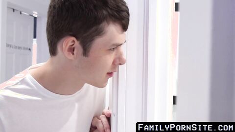 FamilyPornSite.com - Horny stepson deepthroats stepdad before bareback fucking with c