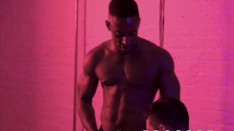 Ebony hunk seduces a guy into interracial bareback