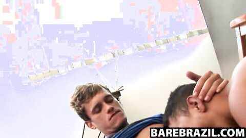 Tattooed jock rewarded with hard barebacking