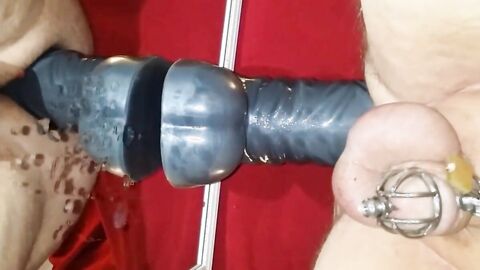Chastity Prostate Milking with Huge Dildo for Intense Orgasm