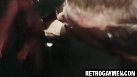 Muscled gays service glory holes with hungry mouths