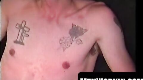 Nasty twink Tim jerks his gherkin wild when solo