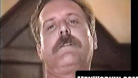 Tatted butt muncher tugs his stiff pecker slow