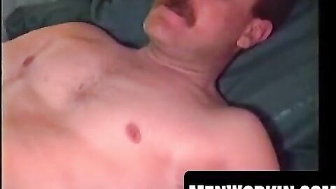 Tatted butt muncher tugs his stiff pecker slow