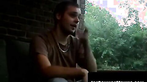 Twink Blaze sucks dick while jerking precum slicked meat