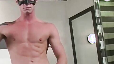 MaskXXX.com - Tattooed masked stud's big hard dick wanking session