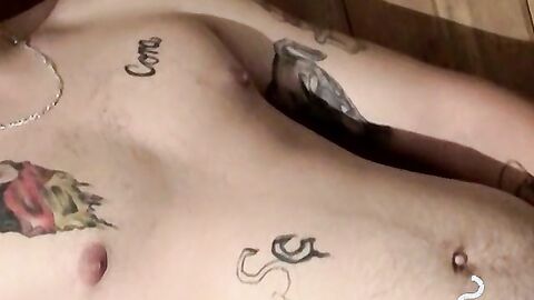 Cute twinks stroking his skinny dick while smoking