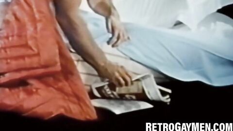 Sexy vintage hunk strips after workout for solo session