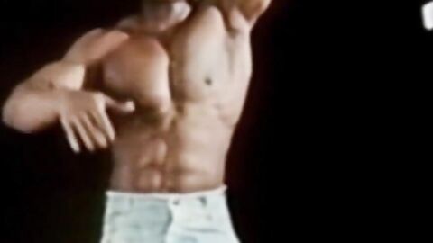 Sexy vintage hunk strips after workout for solo session