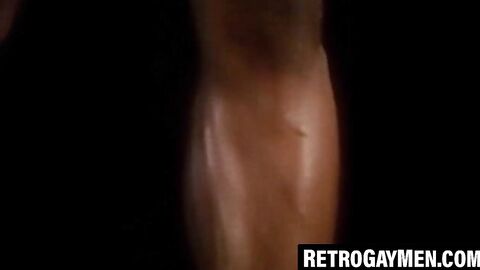 Sexy vintage hunk strips after workout for solo session