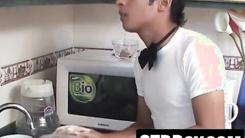 Cute Latino twink rides hard boner outdoors naked