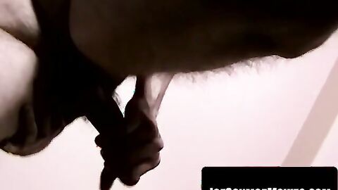 Twink Blaze fists throbbing dick to eruption in empty house