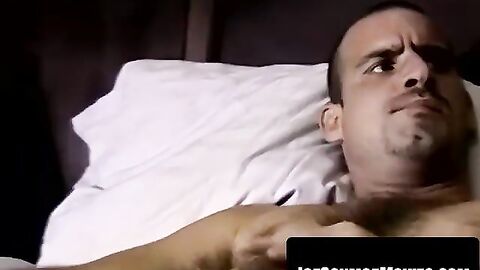 Jake throat fucks cock while stroking fat dripping pole