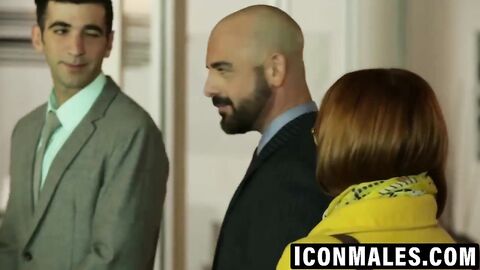 Billy yanks his boss's pants down to suck that thick cock