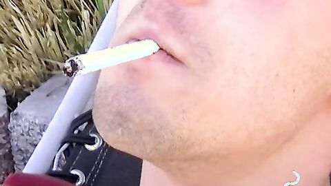 Chilling and smoking outdoor while stroking my dick