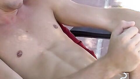 Chilling and smoking outdoor while stroking my dick