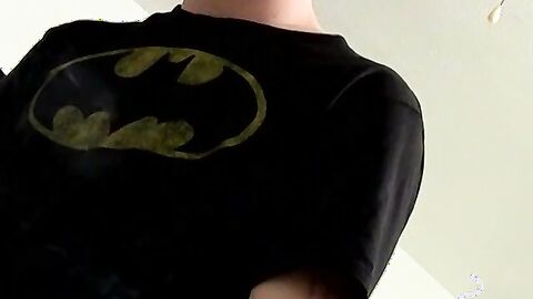 Inked skinny dude plays with himself while smoking