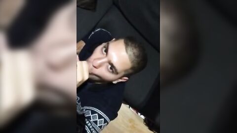 Twink Takes a Big Load on His Face After Sucking a Huge Cock